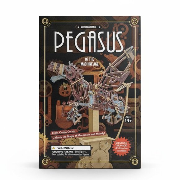NEW Wooden Automata Music Box Pegasus Of The Machine Age Steampunk Mechanical - Picture 1 of 6